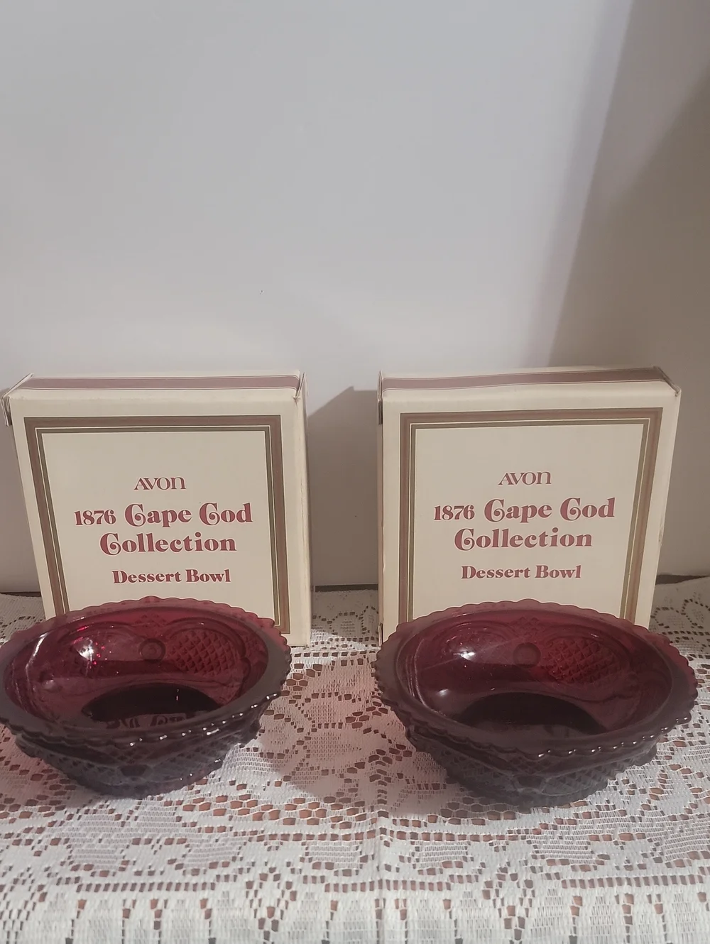 Avon Cape Cod Collection Dessert Bowls - Deep Ruby (Pair)